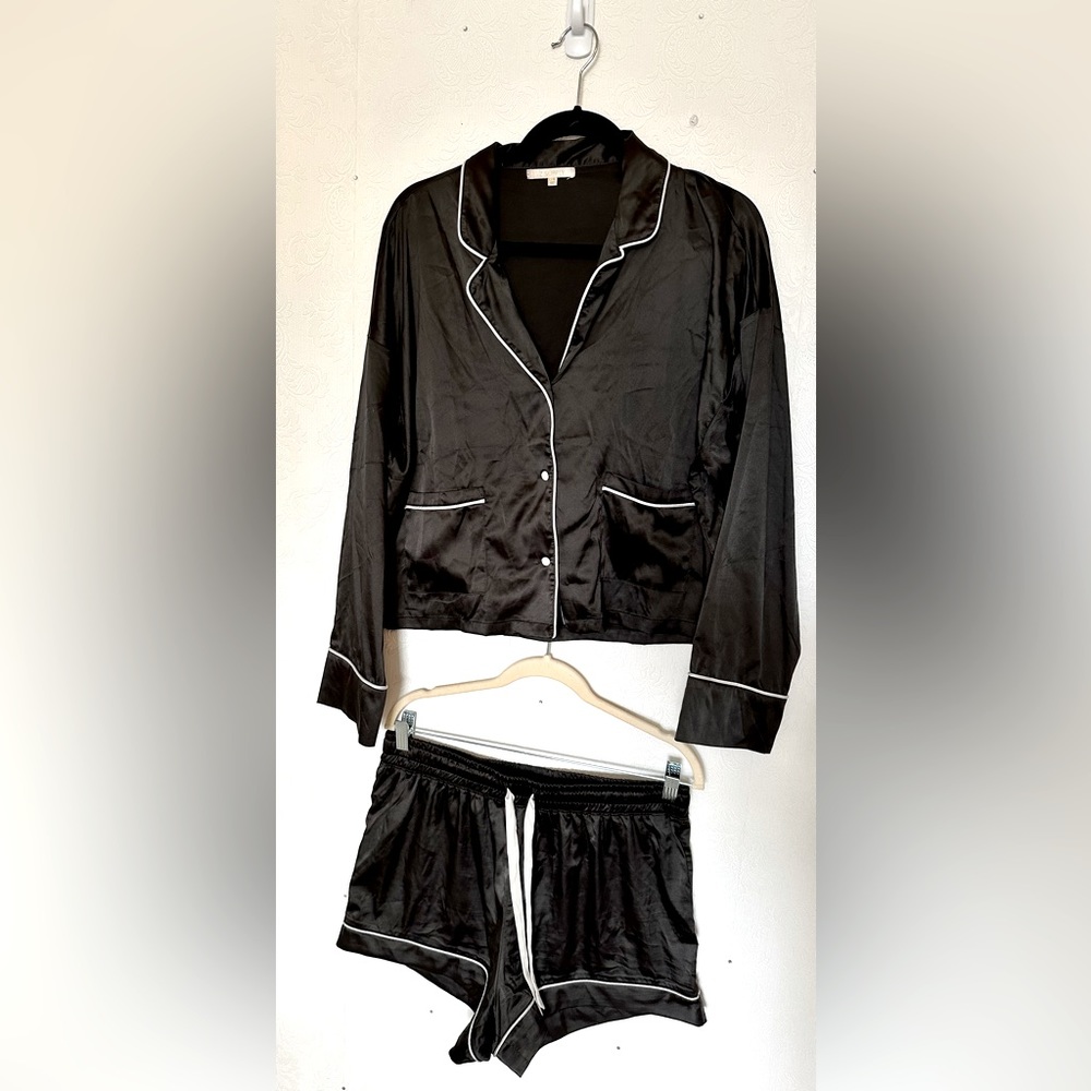 Z Supply Lounge Slumber Satin Set Black Size Large